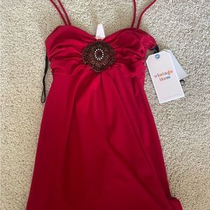 Red Embellished Vintage 00’s tank
